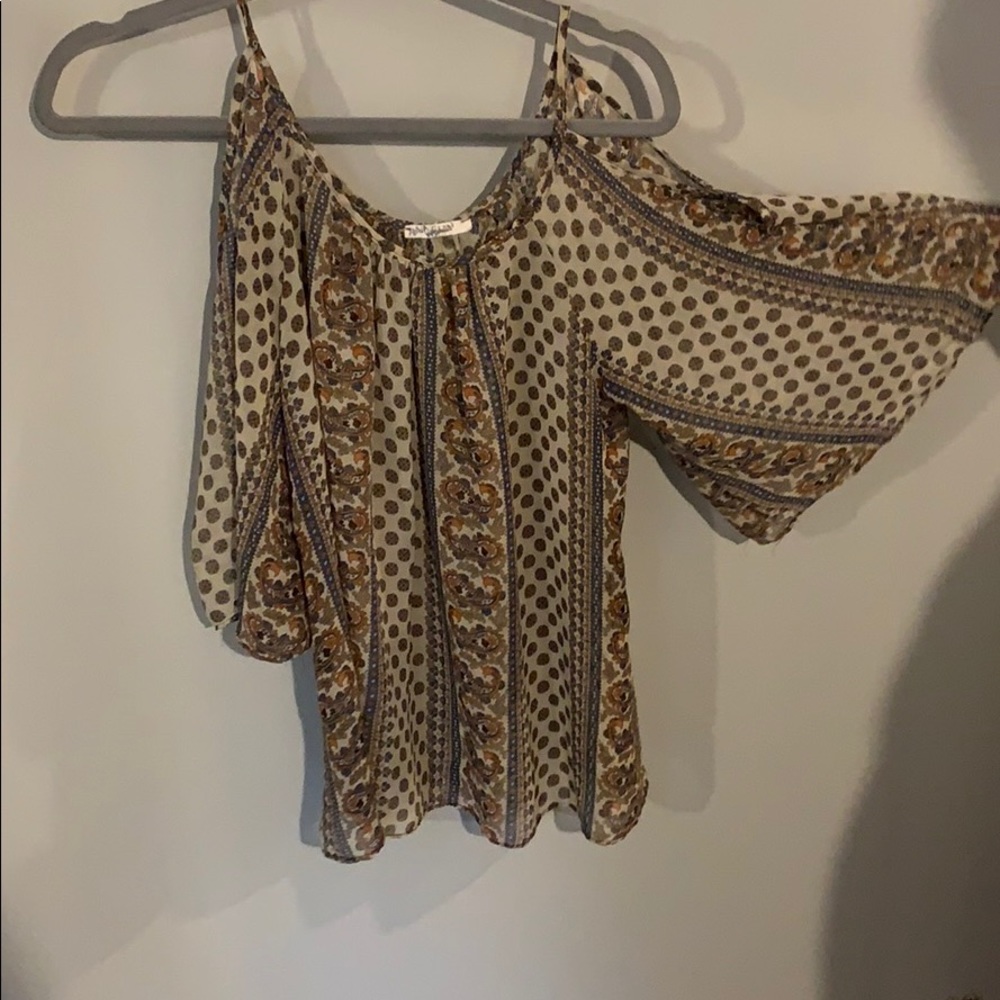 Patterned off the shoulder top